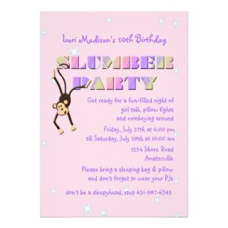 Slumber Party Monkey Invitation