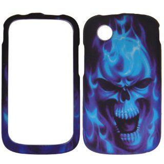 Blue Burning Skull ZTE Avail Z990 At&t / Merit 990g Straight Talk Case Cover Hard Phone Case Snap on Cover Rubberized Touch Protector Cases Cell Phones & Accessories