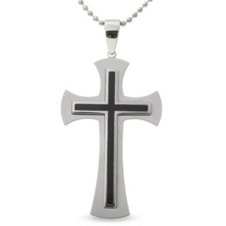 Previously Owned   Mens Stainless Steel and Black Resin Gothic Cross
