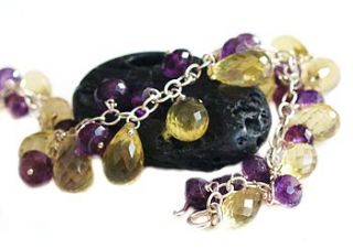 lemon quartz amethyst cluster bracelet by prisha jewels
