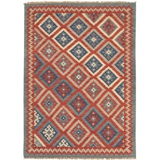 Handmade Flat weave Tribal Multicolor Wool Area Rug (8 X 10)