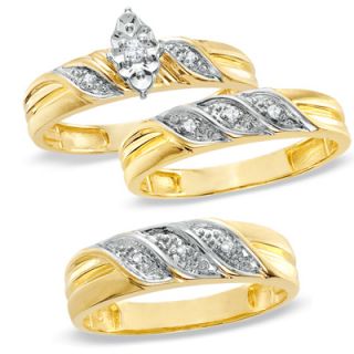 10 CTW Diamond Wedding Ensemble in 10K Gold   Zales