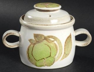 Denby Langley Troubadour Sugar Bowl & Lid, Fine China Dinnerware   Green Flowers
