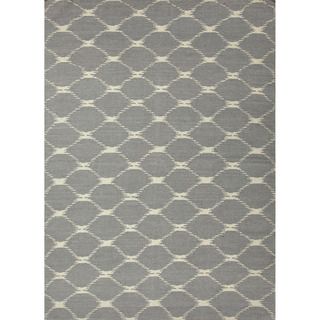 Contemporary Handmade Flat weave Geometric Pattern Blue Rug (5 X 8)