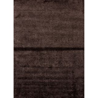 Hand loomed Solid pattern Brown Bamboo silk Rug (36 X 56)