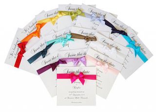 ribbon save the date cards with envelope by made with love designs ltd