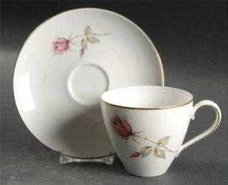 Johann Haviland Summer Rose Flat Cup & Saucer Set, Fine China Dinnerware   Pink/