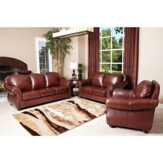 Abbyson Living Houston Semi aniline Leather Sofa, Loveseat And Armchair