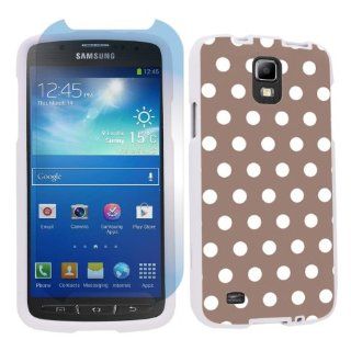 Samsung Galaxy S4 Active SGH i537 (AT&T) White Protection Case + Screen Protector   Brown White Dot By SkinGuardz Cell Phones & Accessories