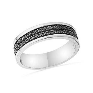 CT. T.W. Enhanced Black Diamond Double Row Band in Sterling Silver