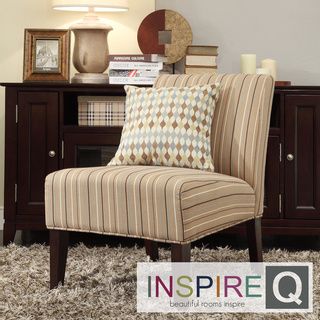 Inspire Q Peterson Mocha Brown Stripe Slipper Chair