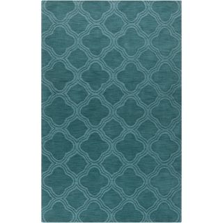 Hand crafted Teal Green Lattice Grapevine Wool Rug (5 X 8)