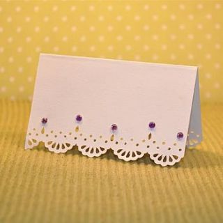 lace laser cut wedding place card by sweet pea design