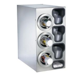 Dispense Rite Cup Dispensing Cabinet, (3) 8 44 oz Cups on Left, (3) Lid Chutes, (2) Straw