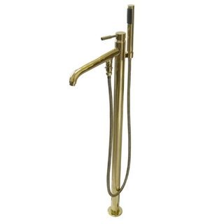 Polished Brass Floor mount Bathtub Filler With Handshower
