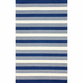 Nuloom Handmade Stripes Blue Wool Rug (76 X 96)