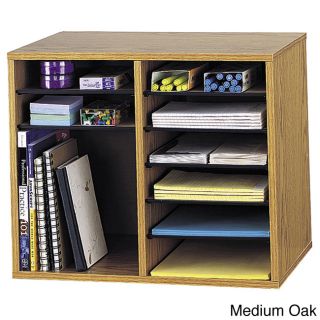 Wood 12 compartment Adjustable Literature Organizer
