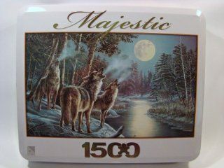 Majestic 1500 Piece Jigsaw Puzzle in Tin Moonstruck Wolves Toys & Games