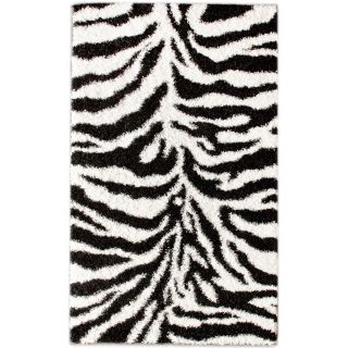 Nuloom Luna Black And White Zebra Shag Rug (92 X 12)