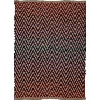Handwoven Naturals Stripe Pattern Multicolor Synthetic Rug (2 X 3)