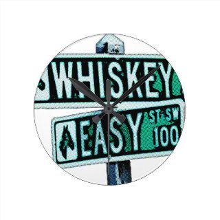 Whiskey Rode and Easy Street 2 Round Wallclock