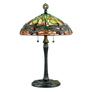 Green Dragonfly With Vintage Bronze Finish Tiffany style Table Lamp