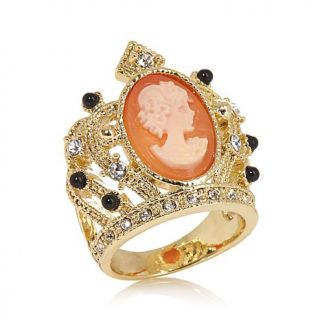 AMEDEO NYC® "Imperatrice" 14mm Handcarved Cameo Crown Ring
