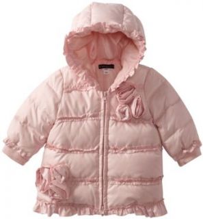 Kate Mack Baby Girls Down Essential Coat Infant Hooded Jacket, Pink, 12 Months Clothing