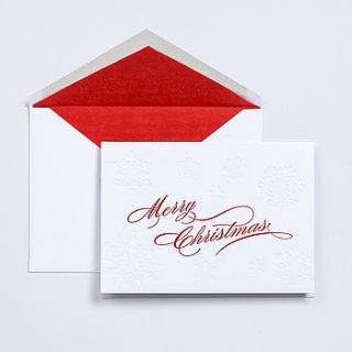blind embossed snowflake christmas card by piccolo