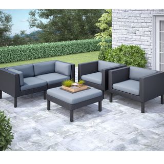 Corliving Corliving Oakland 5 piece Sofa And Chair Patio Set Black Size 5 Piece Sets