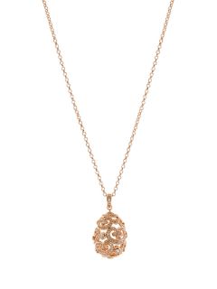 Cutout Filigree Egg Pendant Necklace by CZ by Kenneth Jay Lane