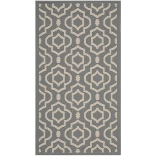 Safavieh Indoor/ Outdoor Polypropylene Courtyard Anthracite/ Beige Rug (27 X 5)