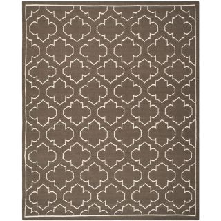Transitional Handwoven Moroccan Dhurrie Brown Wool Rug (8 X 10)