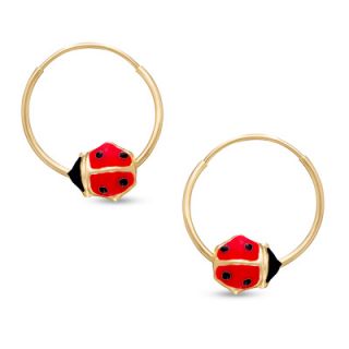 Childs Red and Black Enamel Ladybug Hoop Earrings in 14K Gold   Zales