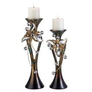 Florria Bronze 2 piece Decorative Candle Holder Set