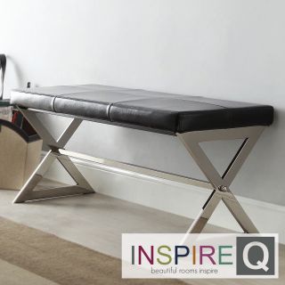 Inspire Q Southport Black Bonded Leather 40 inch Metal Bench
