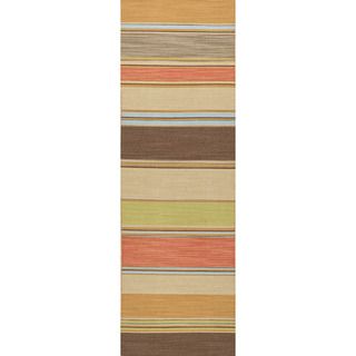 Handmade Flat Weave Stripe Pattern Multi Color Rug (26 X 8)