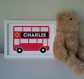 personalised children's london bus print by little chip