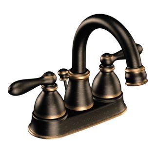 Moen Caldwell Mediterranean Bronze 2 Handle 4 in Centerset WaterSense Bathroom Sink Faucet (Drain Included)