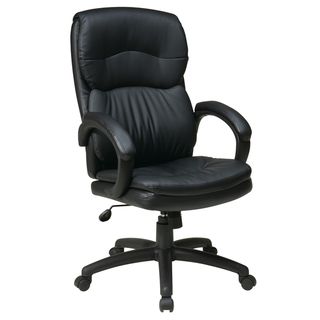 Work Smart Black Eco Leather High Back Contour Executive Chair with Lumbar Support Office Star Products Executive Chairs