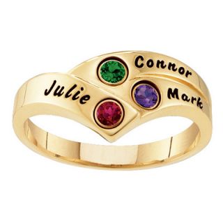 Mothers Personalized Birthstone Ring in 10K White or Yellow Gold (2 4