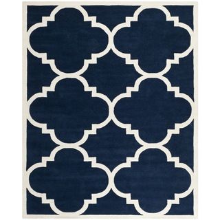 Safavieh Handmade Moroccan Chatham Canvas backed Dark Blue Wool Rug (8 X 10)