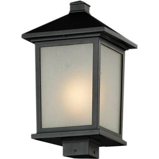 Holbrook Black Seedy Glass Outdoor Post Light Fixture With Line Switch