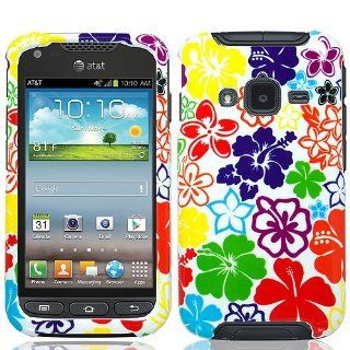 Rainbow Hawaii Flower Hard Cover Case for Samsung Galaxy Rugby Pro SGH I547 Cell Phones & Accessories