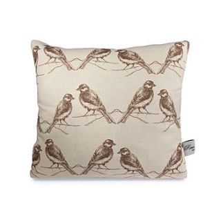 birds linen cushion by rawxclusive