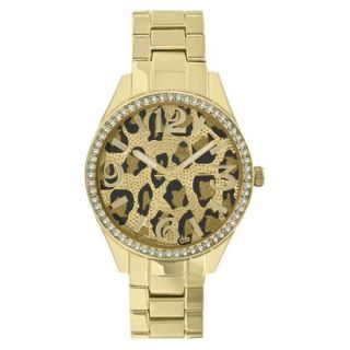 Merona® Animal Print Dial Watch,Gold Bracele