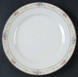 Noritake Marguerite Luncheon Plate, Fine China Dinnerware   Pink & Blue Roses,Th