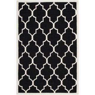 Safavieh Hand woven Moroccan Dhurrie Black Wool Indoor Rug (6 X 9)