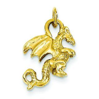 14K Yellow Gold 3 D Dragon Charm Pendant Jewelry Italian Style Single Charms Jewelry