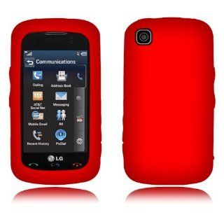 LG Encore GT550 Solid Red Skin Cover Cell Phones & Accessories